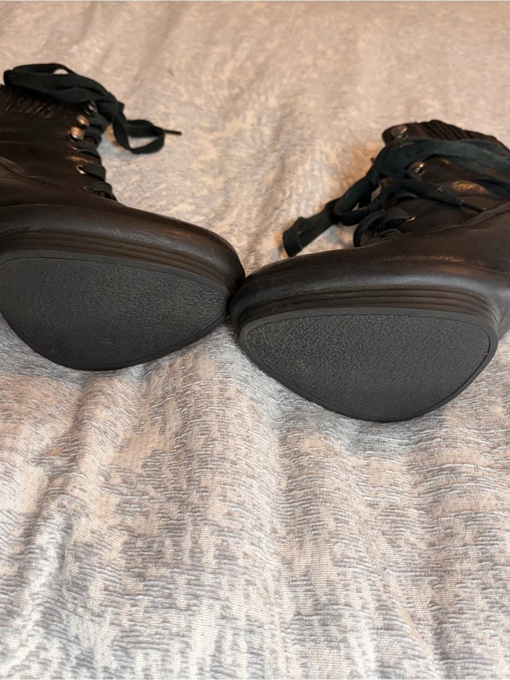 Frye Black Lace-Up High Heel Ankle Boots - Picture 5 of 6